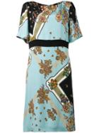 Etro - Floral-patterned Dress - Women - Silk - 46, Blue, Silk
