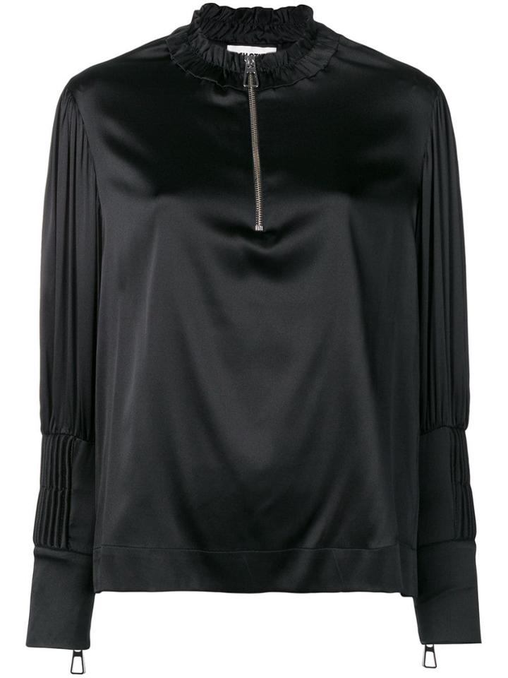 Each X Other Pin Tuck Satin Blouse - Black