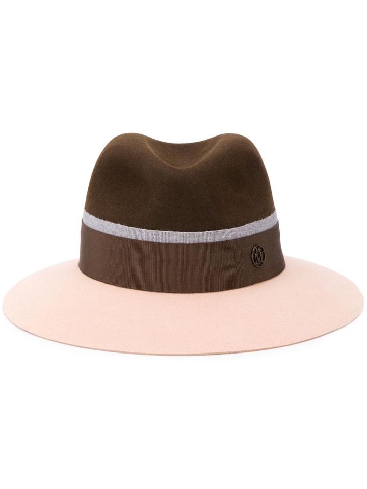 Maison Michel Contrast Fedora Hat - Brown