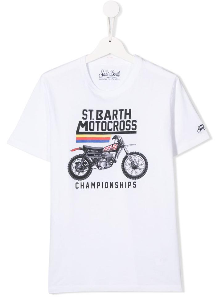 Mc2 Saint Barth Kids 'motorcross Championships' Print T-shirt - White