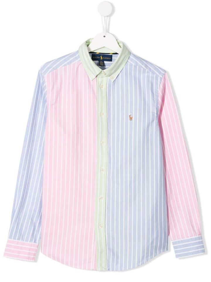 Ralph Lauren Kids Paneled Striped Shirt - Pink