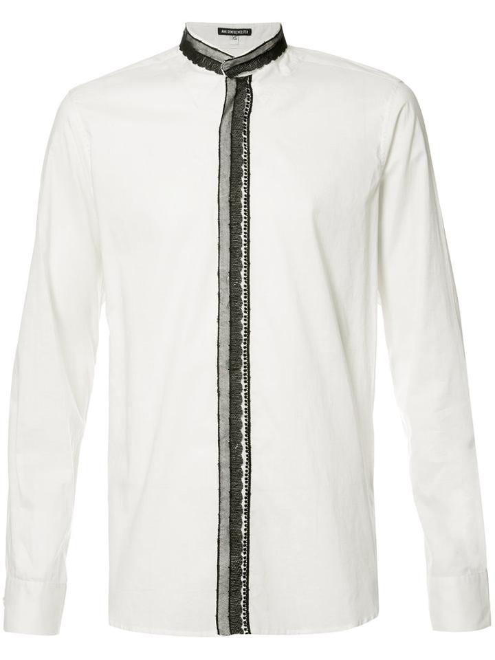 Ann Demeulemeester Lace Trim Shirt, Men's, Size: Small, White, Cotton