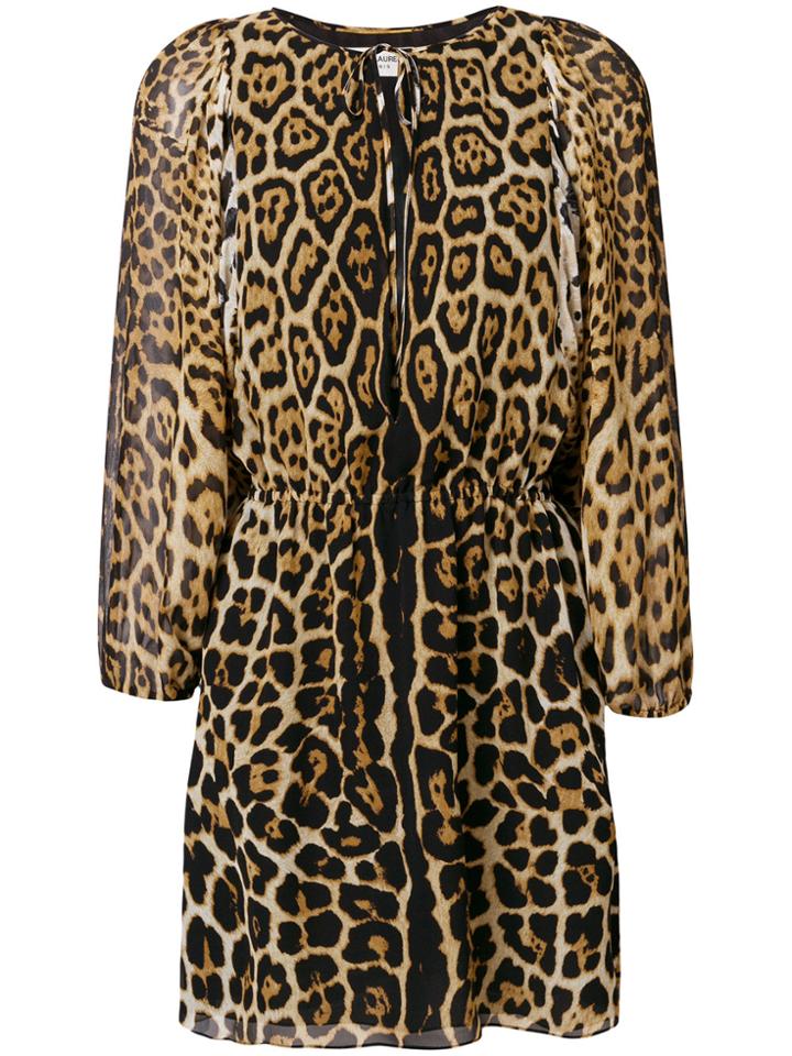 Saint Laurent Leopard Print Short Dress - Black