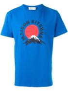 Maison Kitsuné Logo Print T-shirt, Men's, Size: Medium, Blue, Cotton