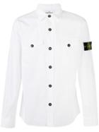 Stone Island Arm Patch Shirt, Men's, Size: Xl, White, Cotton/spandex/elastane
