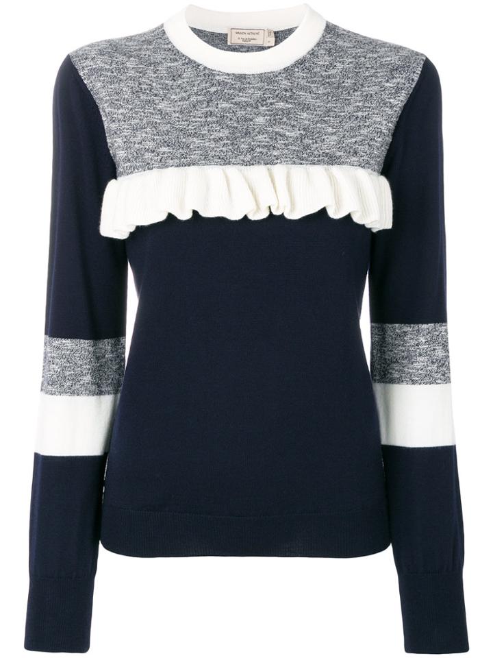 Maison Kitsuné Colour Block Frill Jumper - Blue