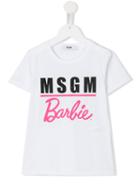Msgm Kids Barbie T-shirt, Girl's, Size: 8 Yrs, White