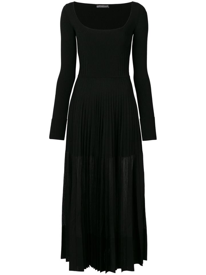Alexander Mcqueen Longsleeved Pleated Dress - Black