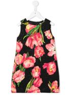Dolce & Gabbana Kids Tulip Print Brocade Dress, Girl's, Size: 6 Yrs, Black