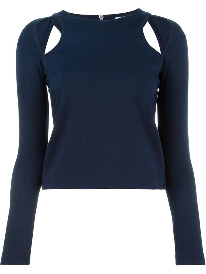 T By Alexander Wang Cut-out Shoulder Top, Women's, Size: L, Blue, Nylon/spandex/elastane/rayon