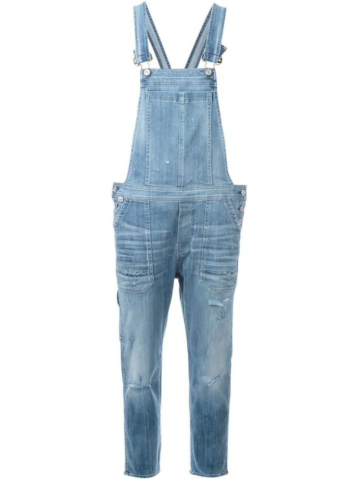 Citizens Of Humanity Distressed Overalls, Women's, Size: Small, Blue, Cotton/spandex/elastane