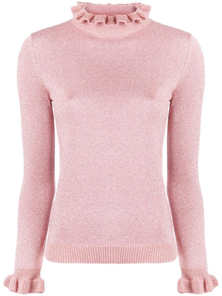 Shrimps Frill Collar Knit Sweater - Pink & Purple