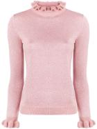 Shrimps Frill Collar Knit Sweater - Pink & Purple