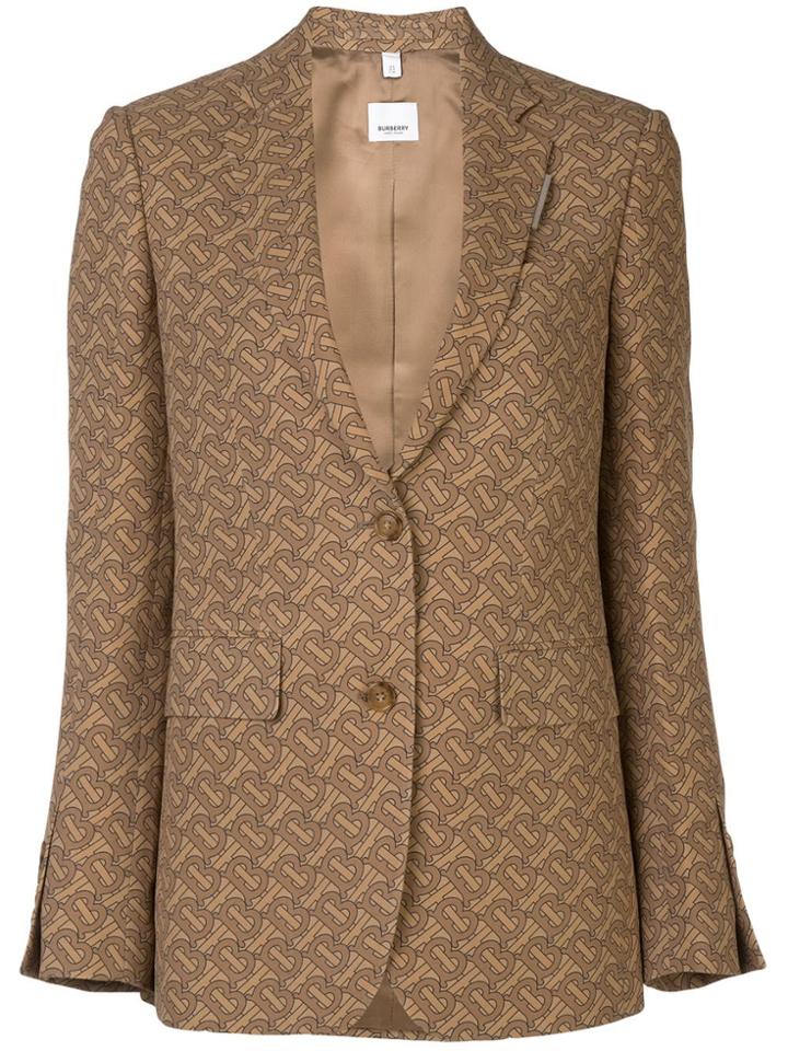 Burberry Monogram Print Slim-fit Blazer - Brown