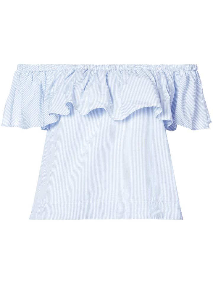 Anine Bing - Striped Off-shoulder Top - Women - Cotton/polyester - L, Blue, Cotton/polyester