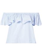 Anine Bing - Striped Off-shoulder Top - Women - Cotton/polyester - L, Blue, Cotton/polyester