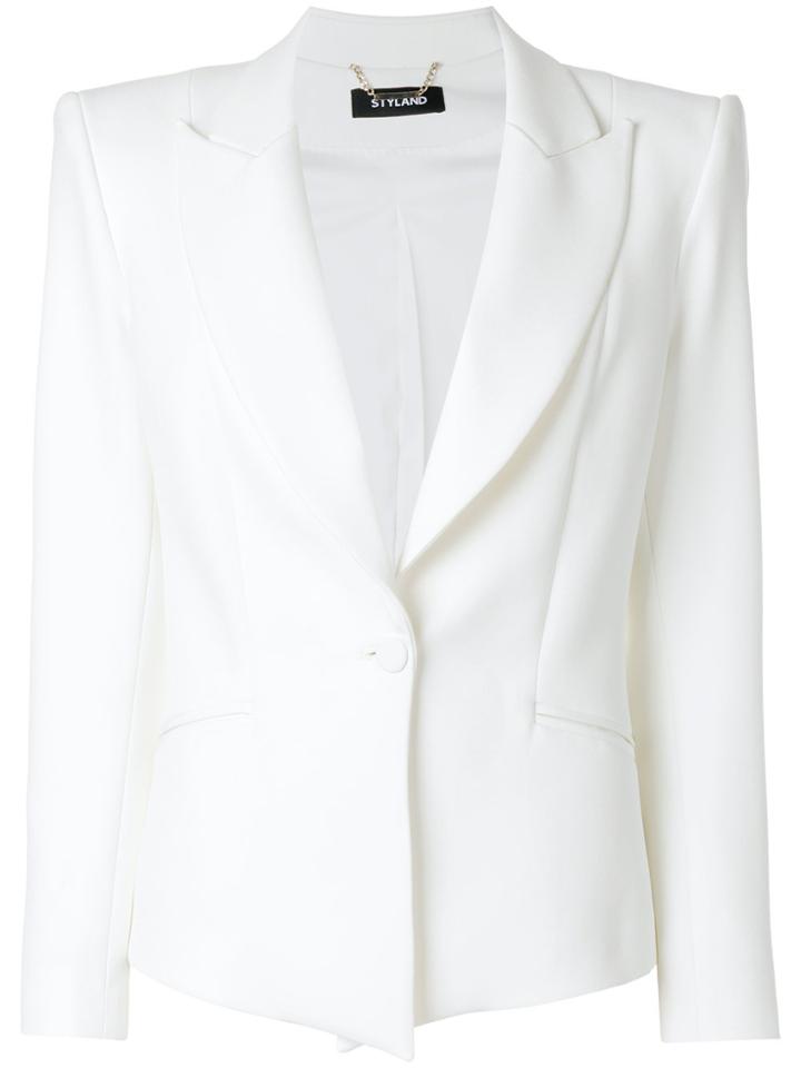 Styland Structured Button Up Blazer - White