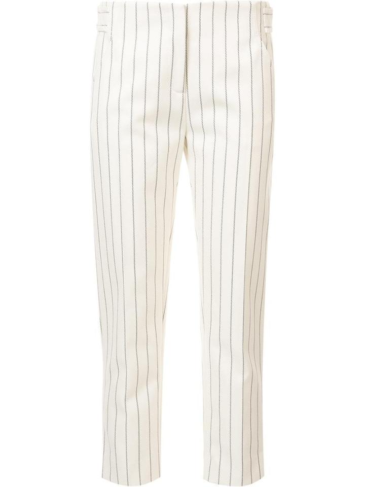 Victoria Victoria Beckham Straight Cropped Trousers, Women's, Size: 6, Nude/neutrals, Wool/cotton