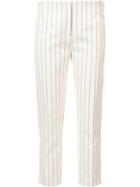 Victoria Victoria Beckham Straight Cropped Trousers, Women's, Size: 6, Nude/neutrals, Wool/cotton