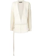 Ann Demeulemeester V-neck Cardigan, Women's, Size: 42, White, Silk/nylon/cashmere/alpaca