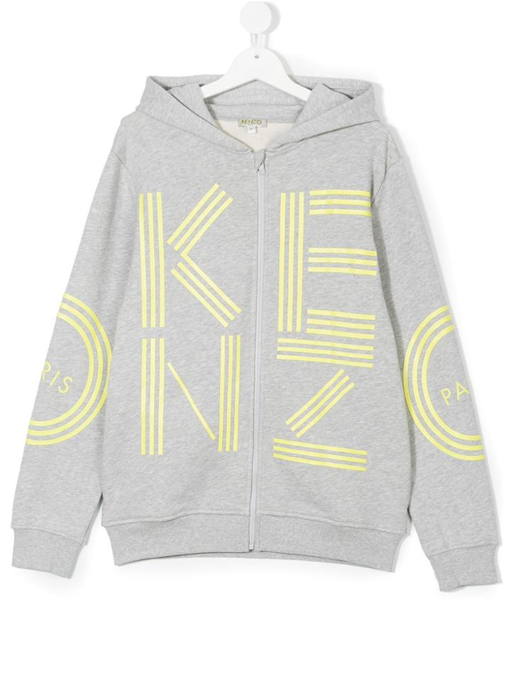 Kenzo Kids Logo Print Zipped Jacket - Grey
