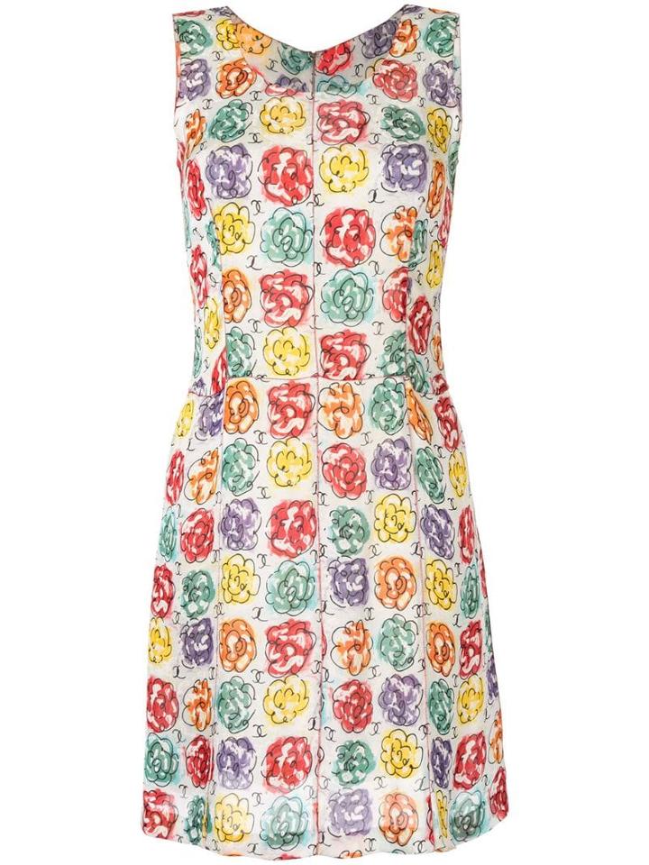 Chanel Pre-owned Camellia Print A-line Dress - Multicolour