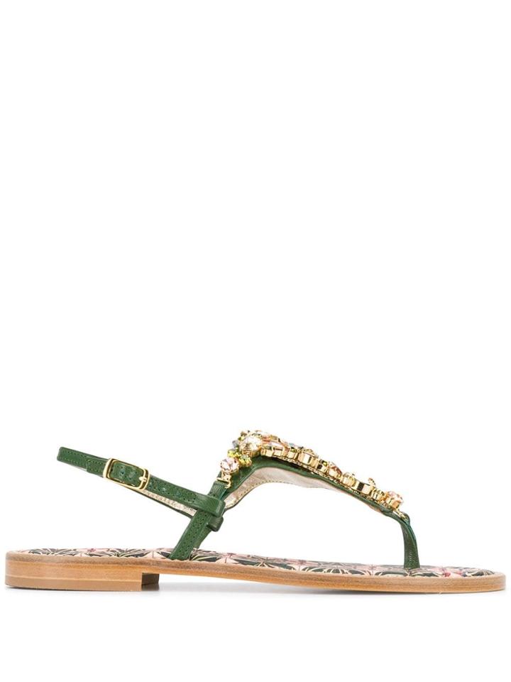 Emanuela Caruso Embellished Open-toe Sandals - Green