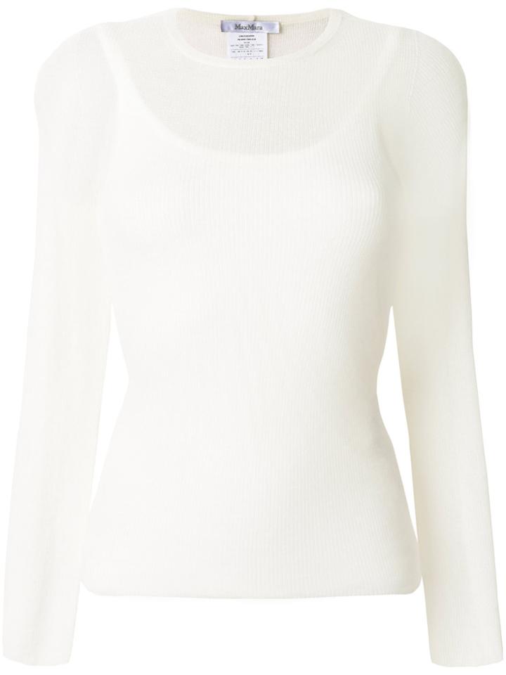 Max Mara Layered Look Fine Knit Top - White