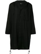Y-3 Oversized Hooded Shirt Coat - Black