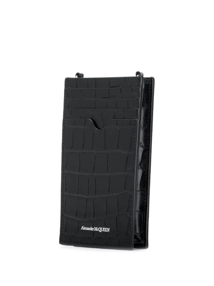 Alexander Mcqueen Crocodile-effect Phone Wallet - Black