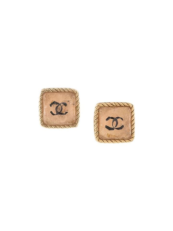 Chanel Pre-owned Square Cc Earrings - Gold