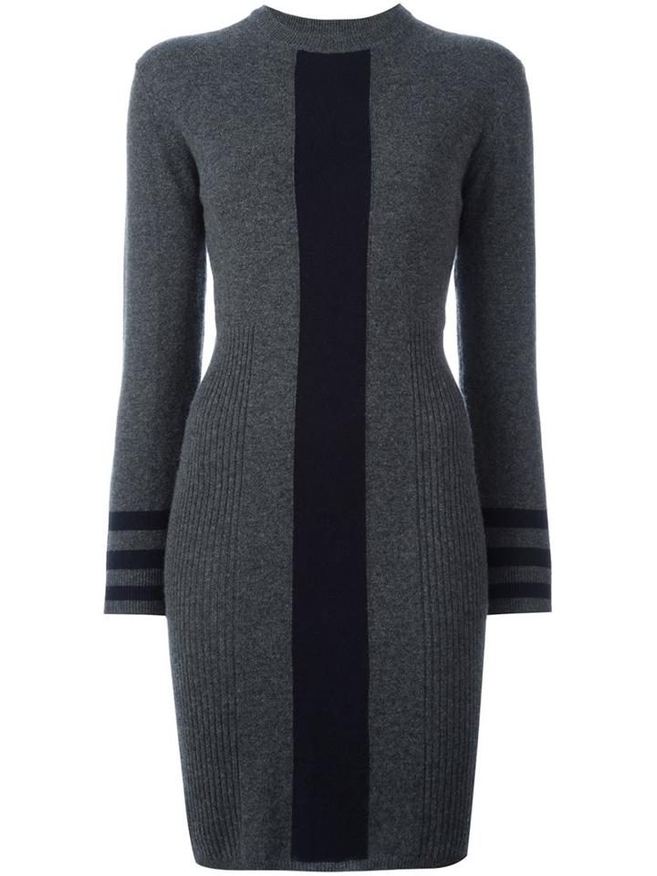 Chinti And Parker Vertical Stripe Dress, Women's, Size: Small, Grey, Cashmere