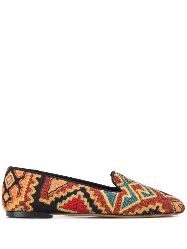 Etro Embroidered Slippers - Brown