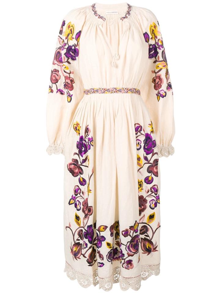 Ulla Johnson Embroidered Floral Dress - Neutrals