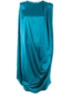 Gianluca Capannolo - Metallic Draped Dress - Women - Polyester/triacetate - 44, Green, Polyester/triacetate