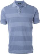 Zanone Striped Polo Shirt, Men's, Size: Xl, Blue, Cotton