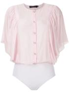 Andrea Marques Ruffle Sleeves Bodysuit - Pink