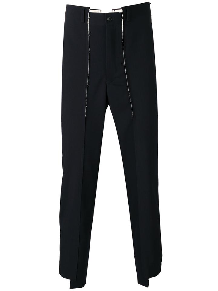 Comme Des Garçons Homme Plus Asymmetric Cropped Trousers, Men's, Size: Large, Blue, Wool
