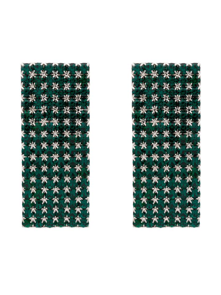 Alessandra Rich Swarovski Crystal Embellished Earrings - Green