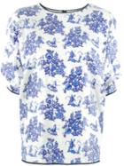 Victoria Victoria Beckham Floral Print Sequinned T-shirt, Women's, Size: 10, Blue, Polyester/silk/cotton