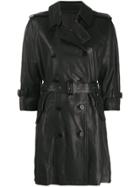 R13 Leather Trench Coat - Black