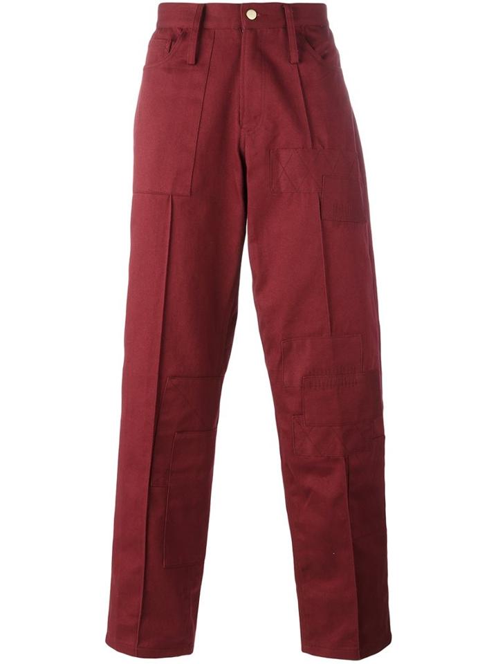 Liam Hodges Patch Detail Jeans, Men's, Size: 30, Red, Cotton