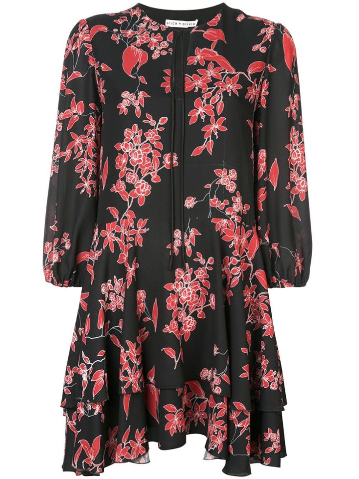 Alice+olivia Moore Floral Print Dress - Black