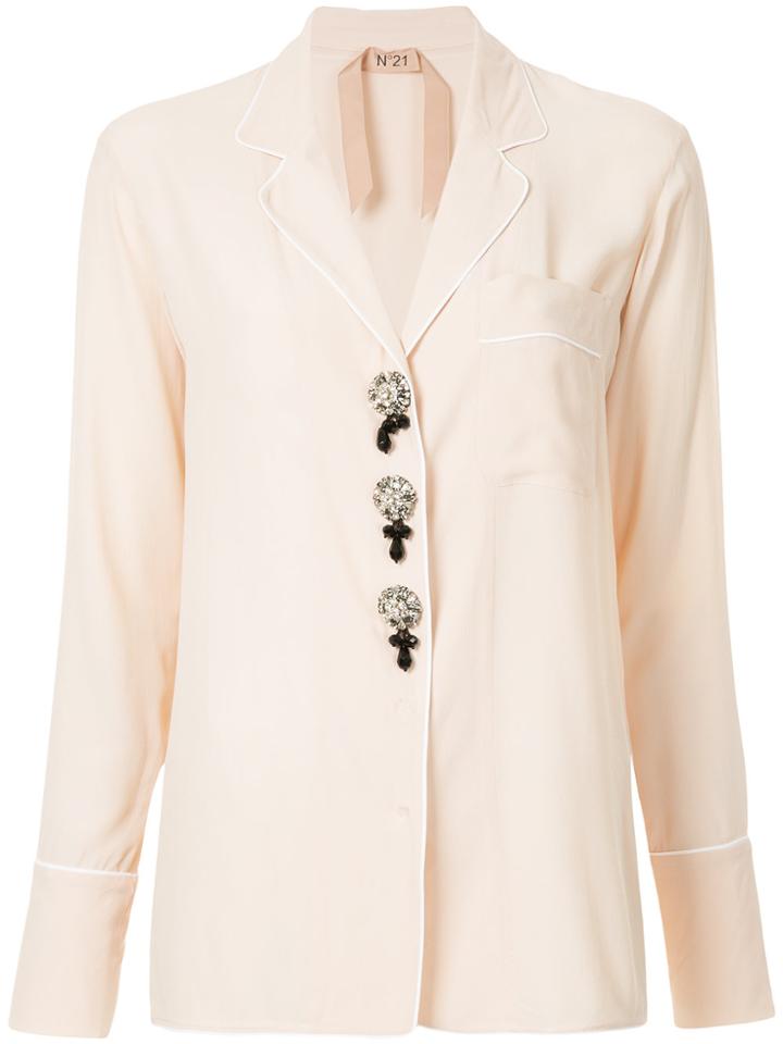 No21 Contrast Trim Shirt - Pink & Purple