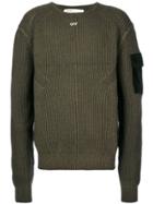 Off-white Ribbed 'off' Sweater - Green