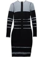 Alexandre Vauthier Long Sleeve Sheer Panel Dress, Women's, Size: 36, Black, Viscose/polyamide/spandex/elastane