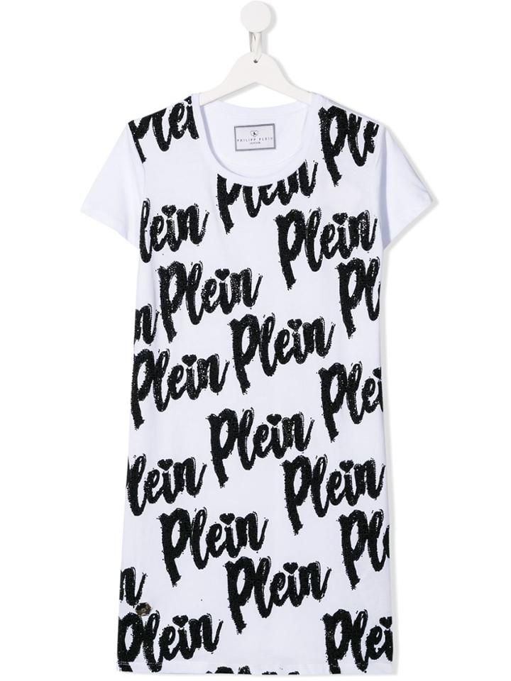 Philipp Plein Junior Logo T-shirt Dress - White