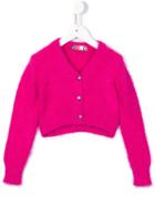 Msgm Kids Star Button Fastening Cardigan, Girl's, Size: 8 Yrs, Pink/purple
