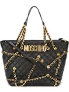 Moschino Chain Embellished Tote, Women's, Black