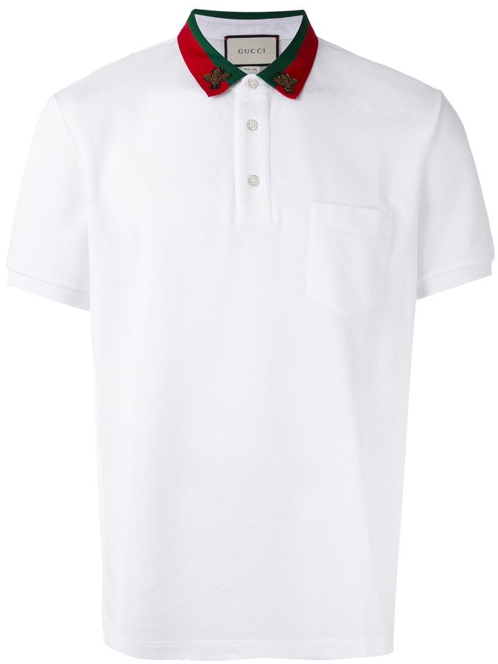 Gucci - Bug Collar Polo Shirt - Men - Cotton/spandex/elastane - Xl, White, Cotton/spandex/elastane